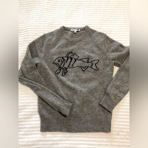 Jw Anderson Uni qlo wool fish print sweater, gray, EUC